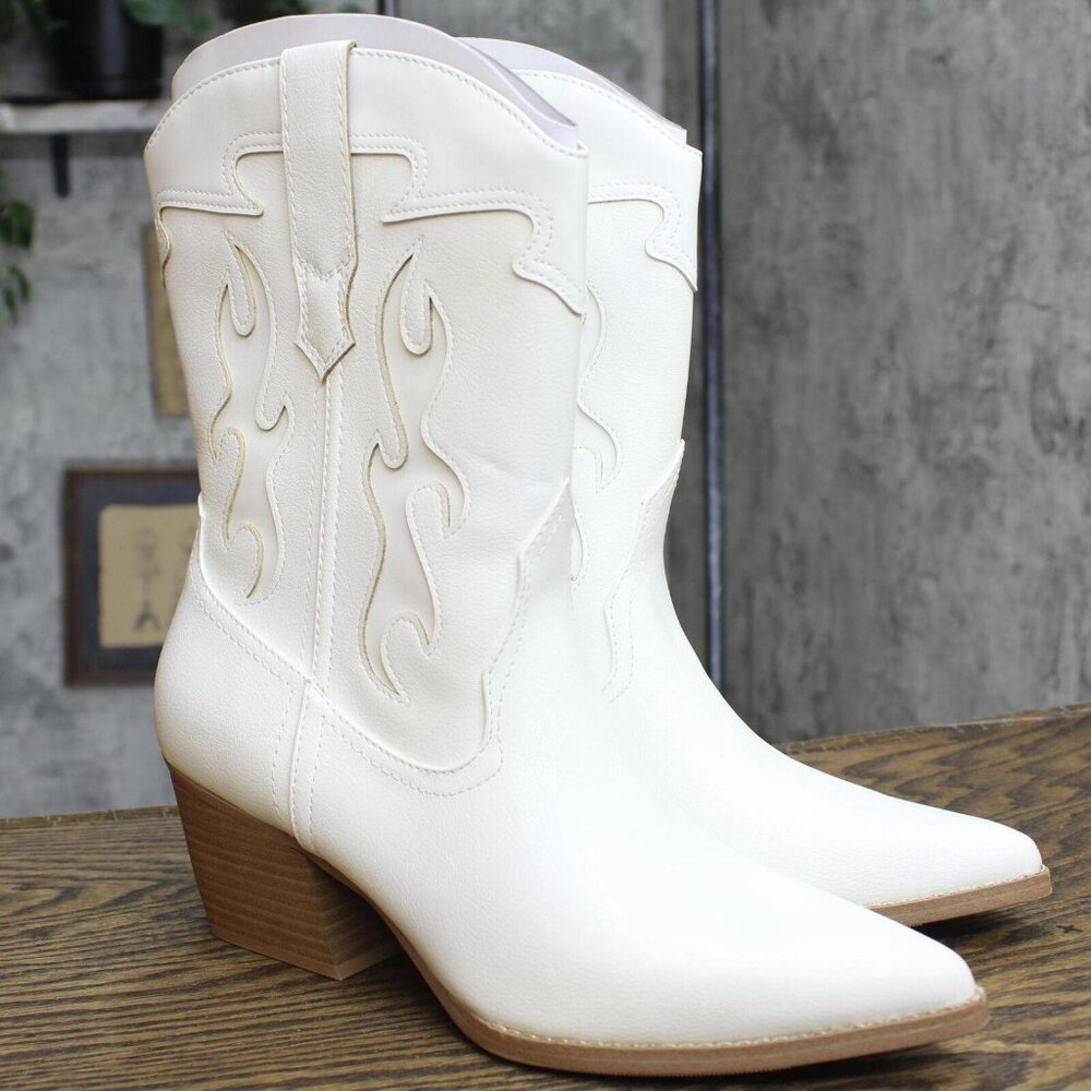 wild fable White Western Mid-Calf Cowboy Boots - Picture 5 of 6